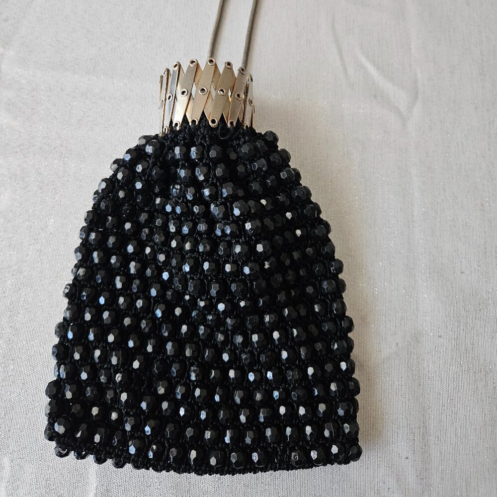 Vintage Black Beaded Purse - Picture 2 of 8